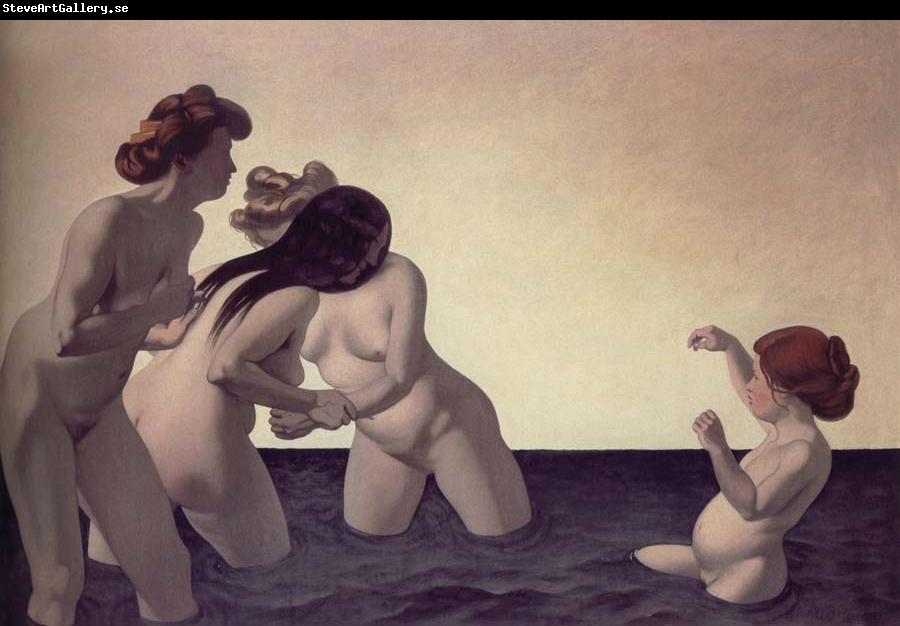 Felix Vallotton Three woman and a young girl playing the water